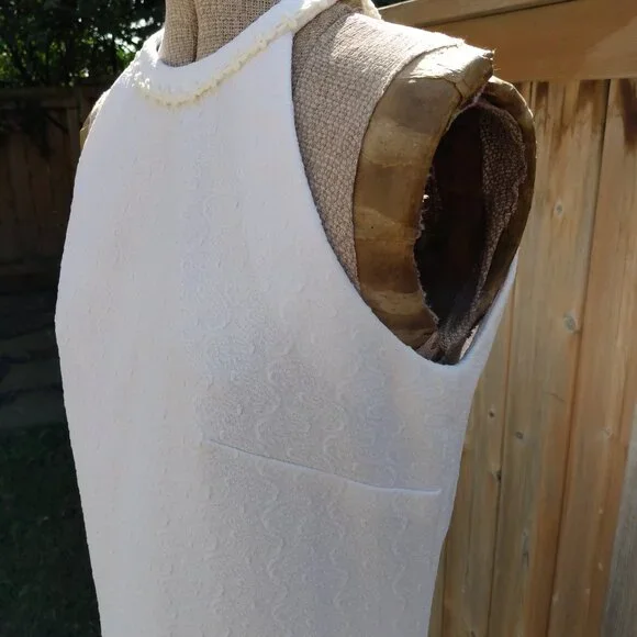 Vintage 60s Dress White Sleeveless Summer 35" Bust 32" Waist Mod GoGo Retro - Picture 5 of 12